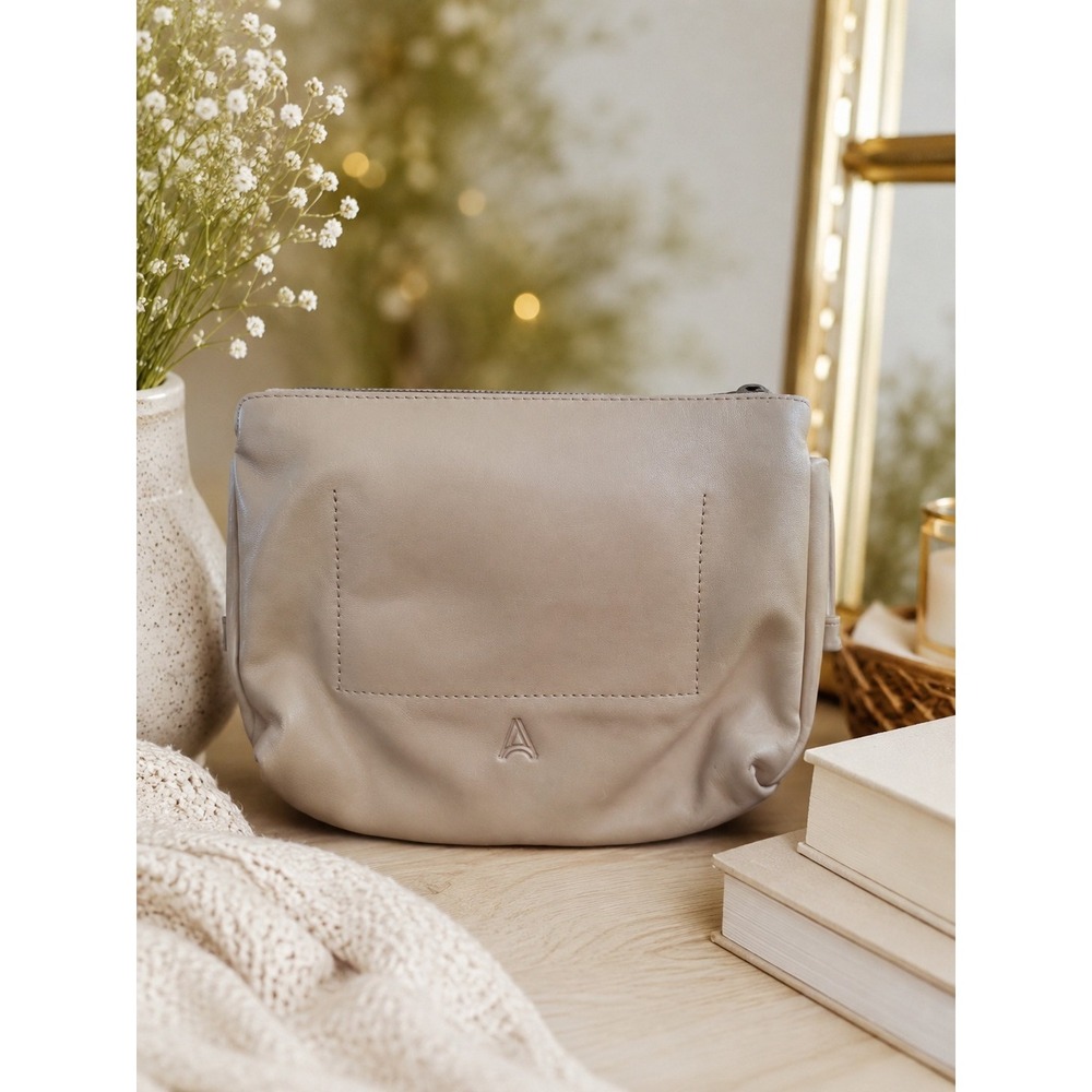 ABLE Taupe Leather Crossbody Bag Beige Minimalist Shoulder Purse Ethiopia